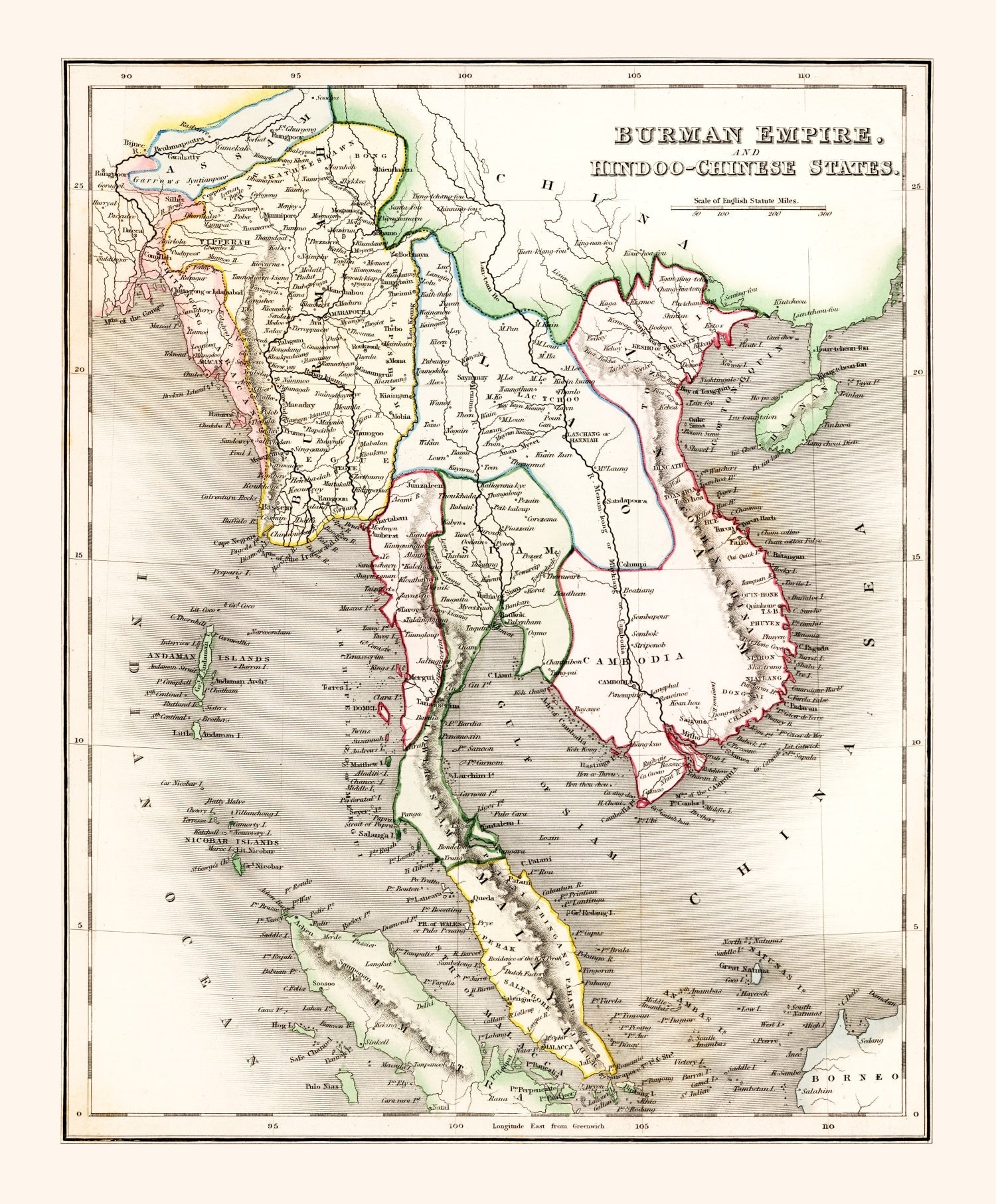 Vintage Map of Burman Empire 1832