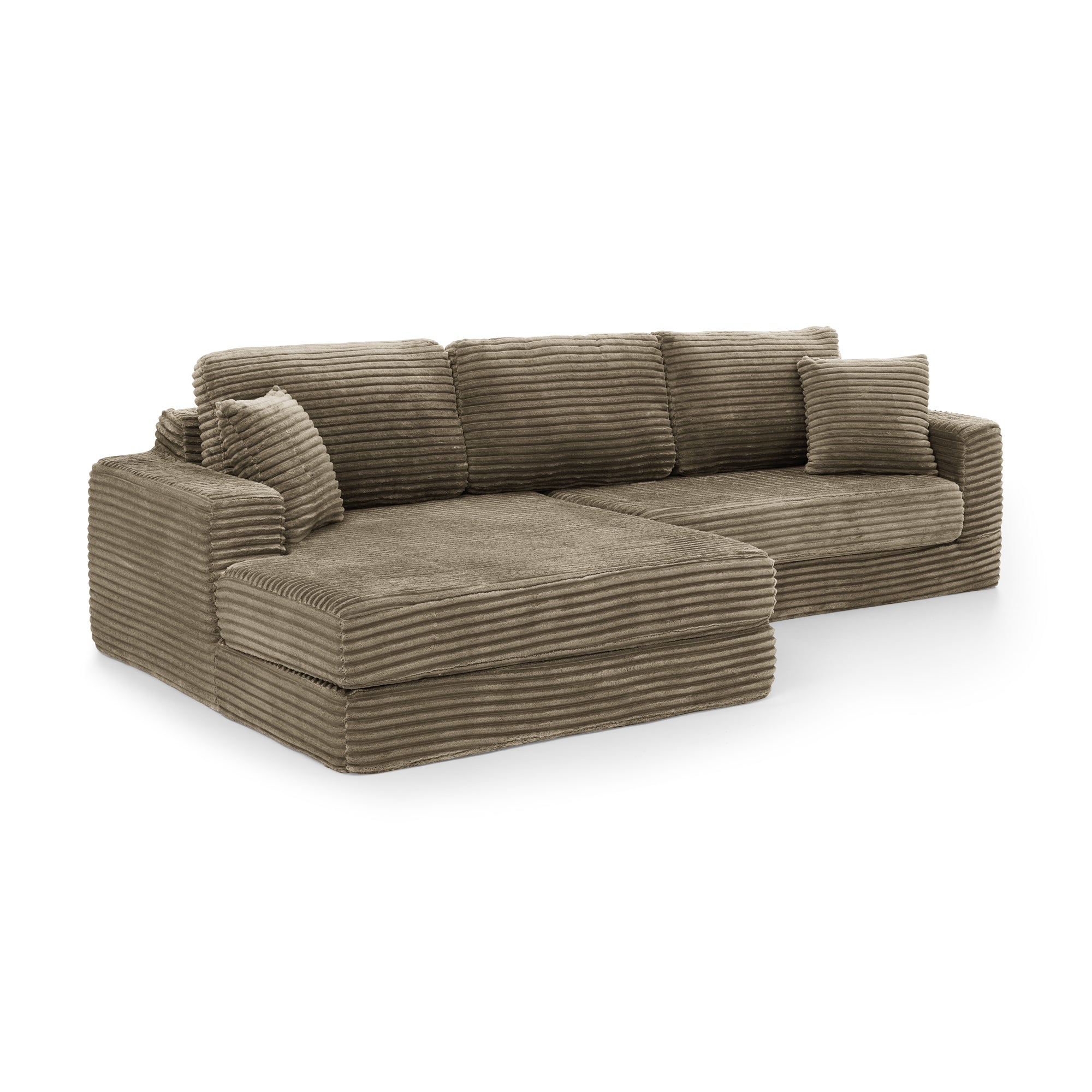 Left sofa seat,L shape Modular Sectional Sofa, Compressed Sectional Sofa Modern Minimalist Style Corduroy Couch,Unfold into a bed, Bedroom, Comfy Compressed Sofa Couch Space-Efficient Design-Brown