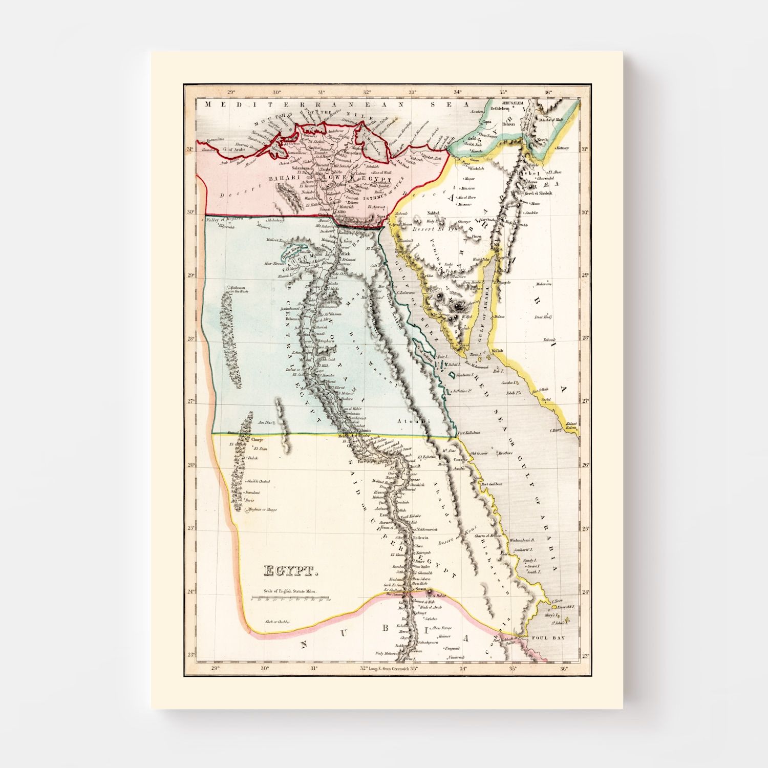 Vintage Map of Egypt 1832