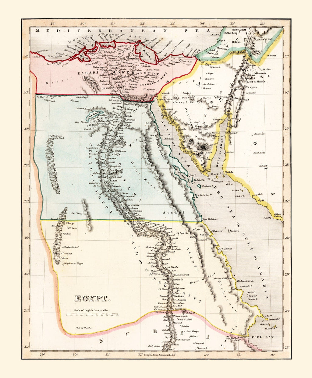 Vintage Map of Egypt 1832