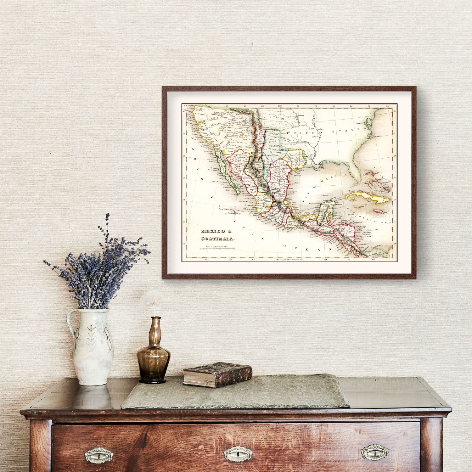 Vintage Map of Mexico & Guatemala 1832