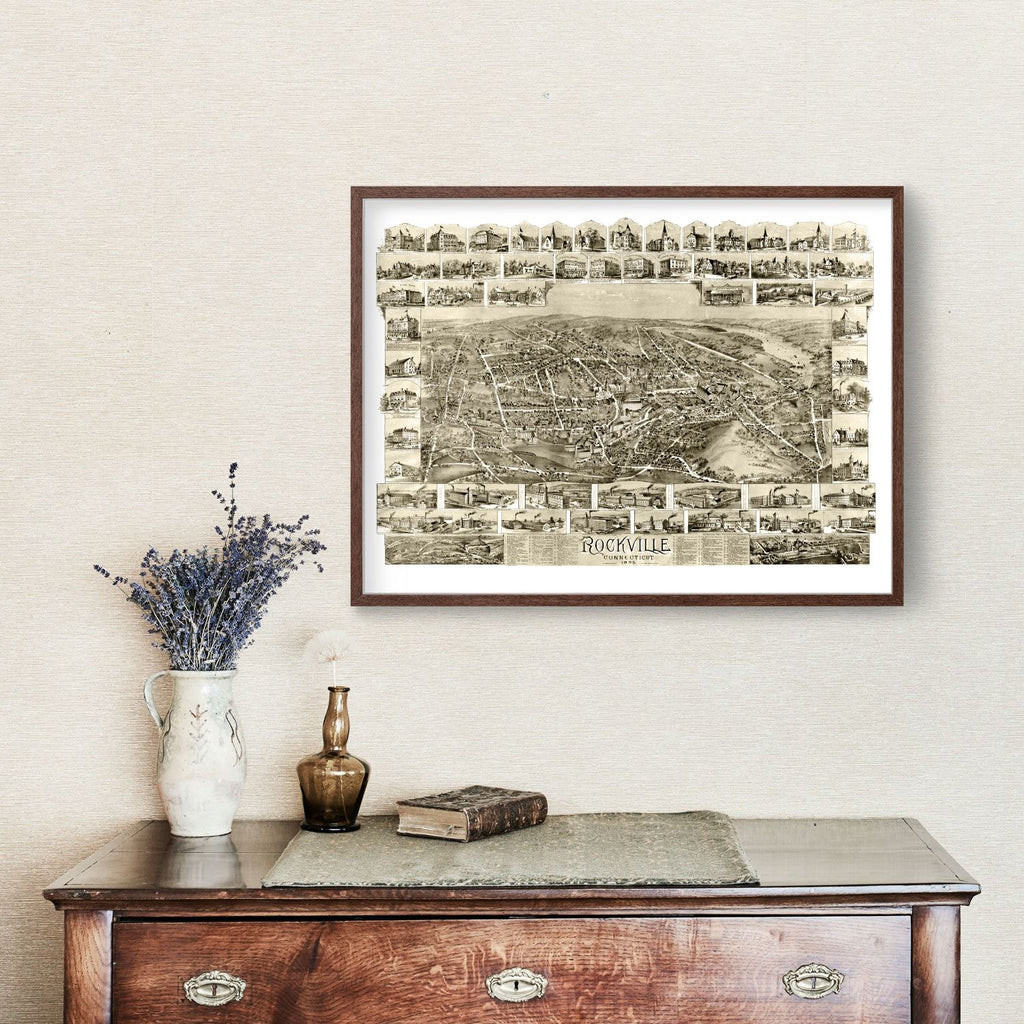 Vintage Map of Rockville, Connecticut 1895