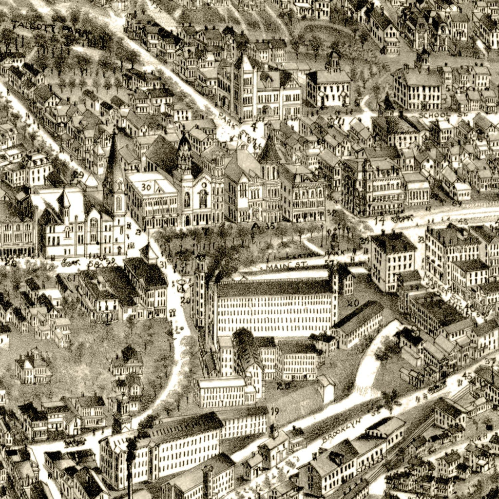 Vintage Map of Rockville, Connecticut 1895