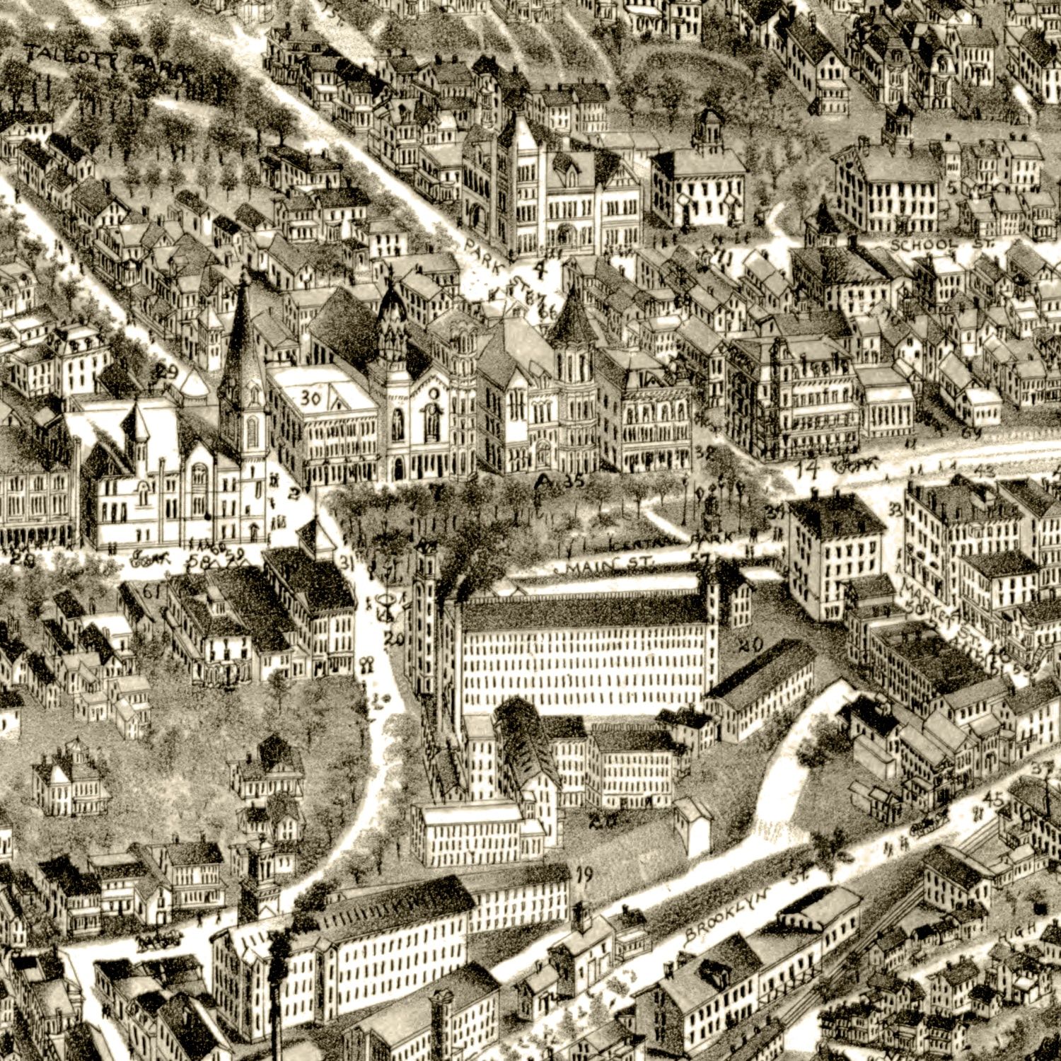 Vintage Map of Rockville, Connecticut 1895