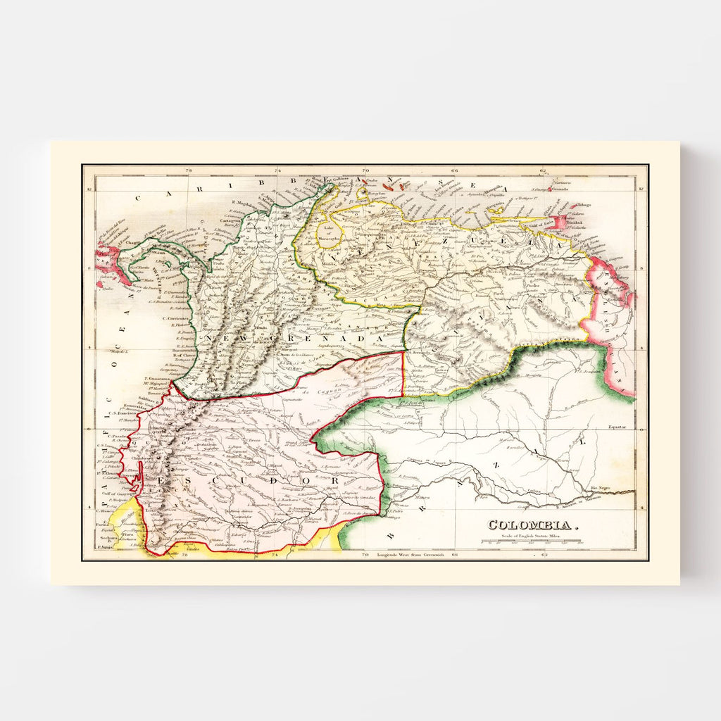 Vintage Map of Colombia 1832