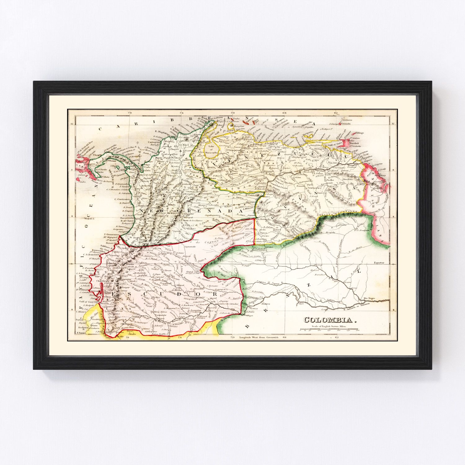 Vintage Map of Colombia 1832