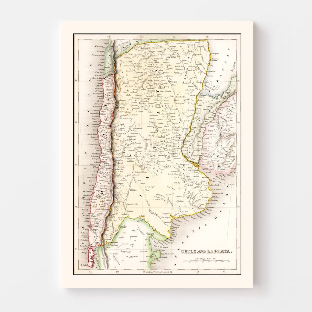 Vintage Map of Chile & La Plata 1832