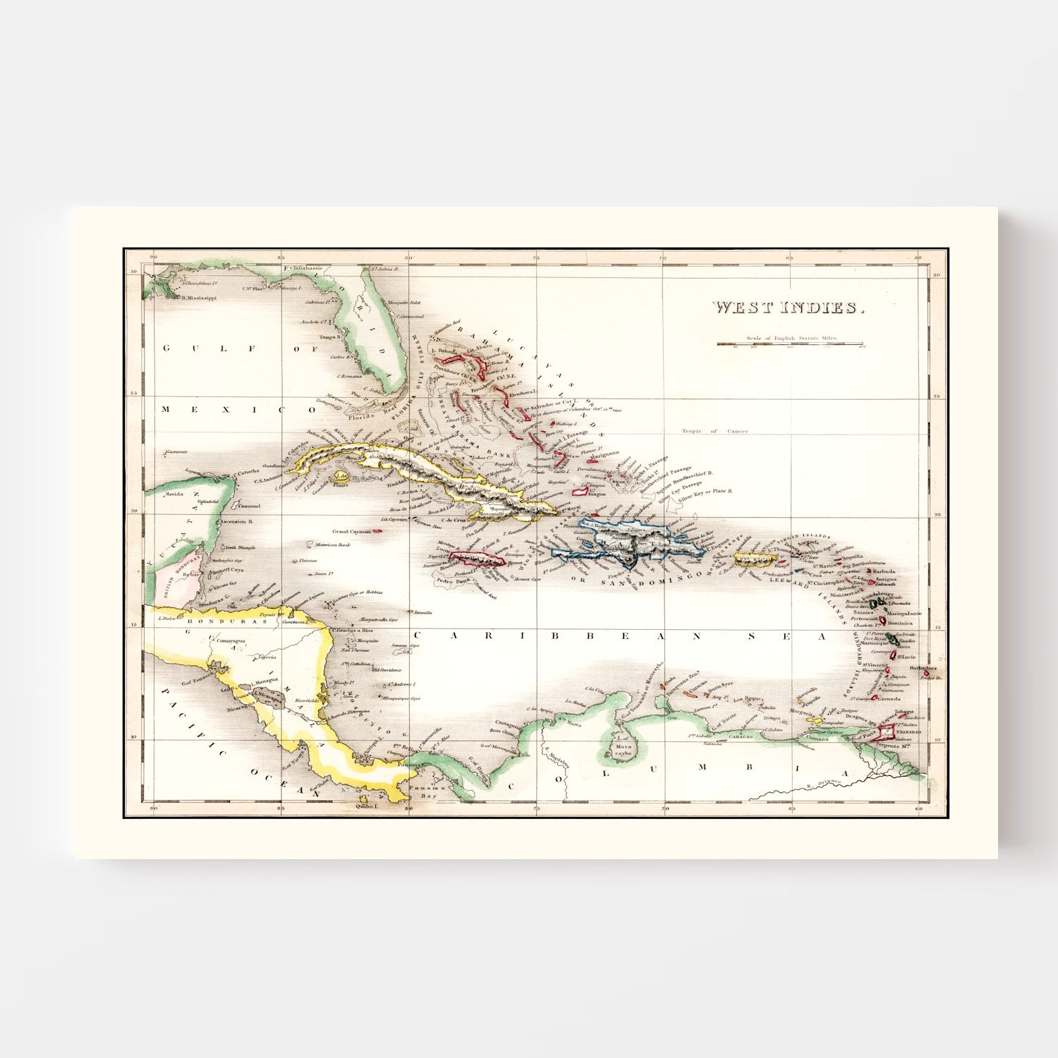 Vintage Map of West Indies 1832