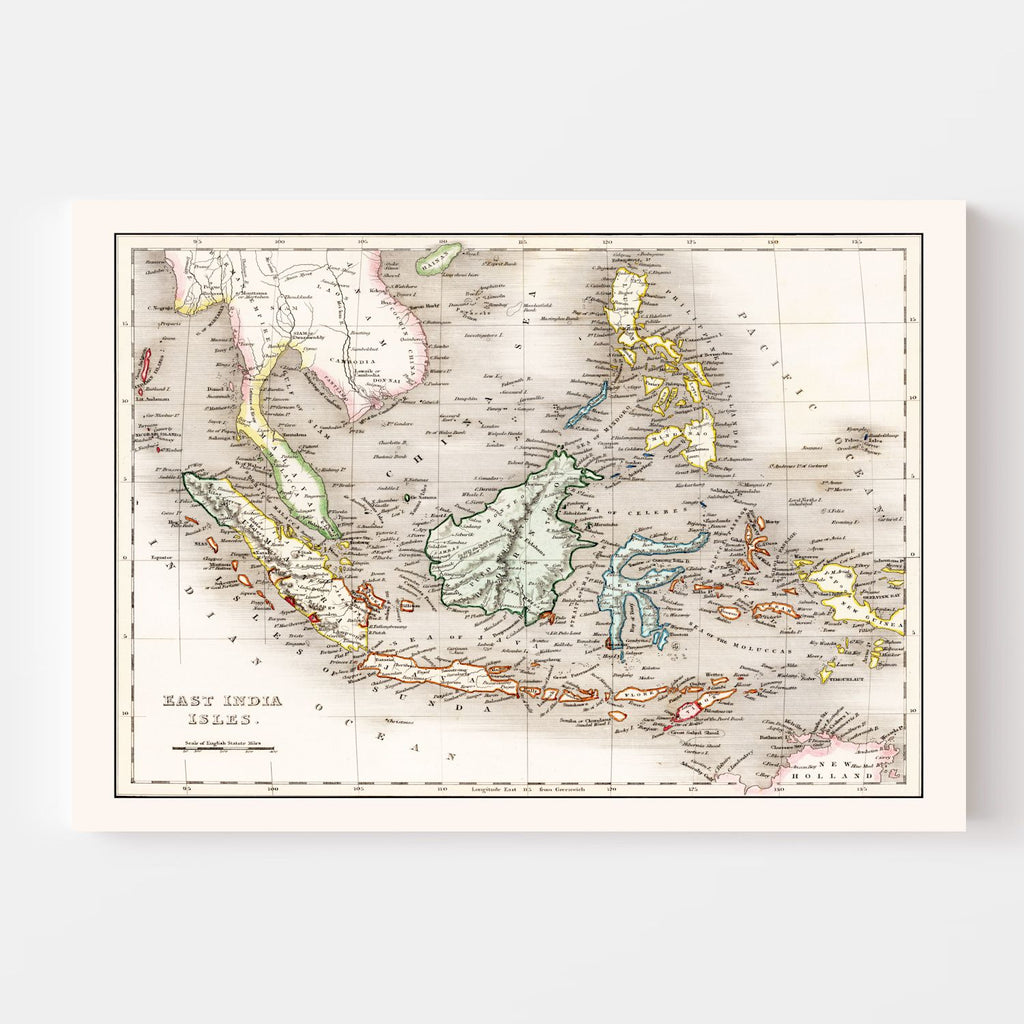 Vintage Map of Indonesia, Malaysia & Philippines 1832