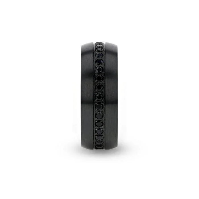 TALON Black Titanium Ring with Black Sapphires - 6mm - 8mm