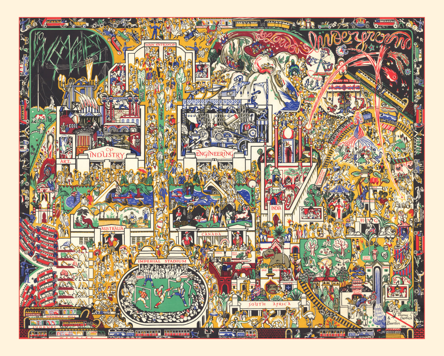 Vintage Pictorial Map of London's Underground 1924