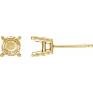 18K Yellow Gold 3 mm Round 4-Prong Earring Mounting