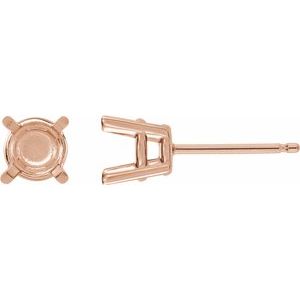 14K Rose Gold 4 mm Round 4-Prong Earring Mounting