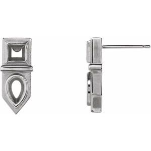 Sterling Silver Geometric Bar Drop Earring Mounting