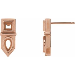 14K Rose Gold Geometric Bar Drop Earring Mounting