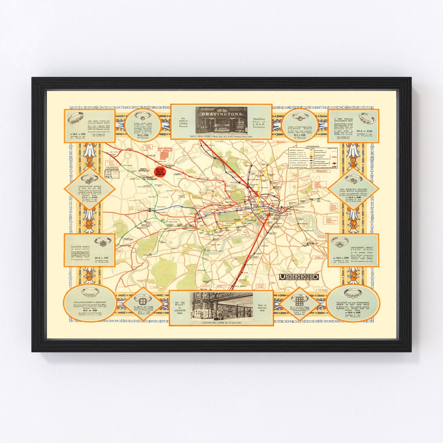 Vintage Map of How To Get To Wembley 1922