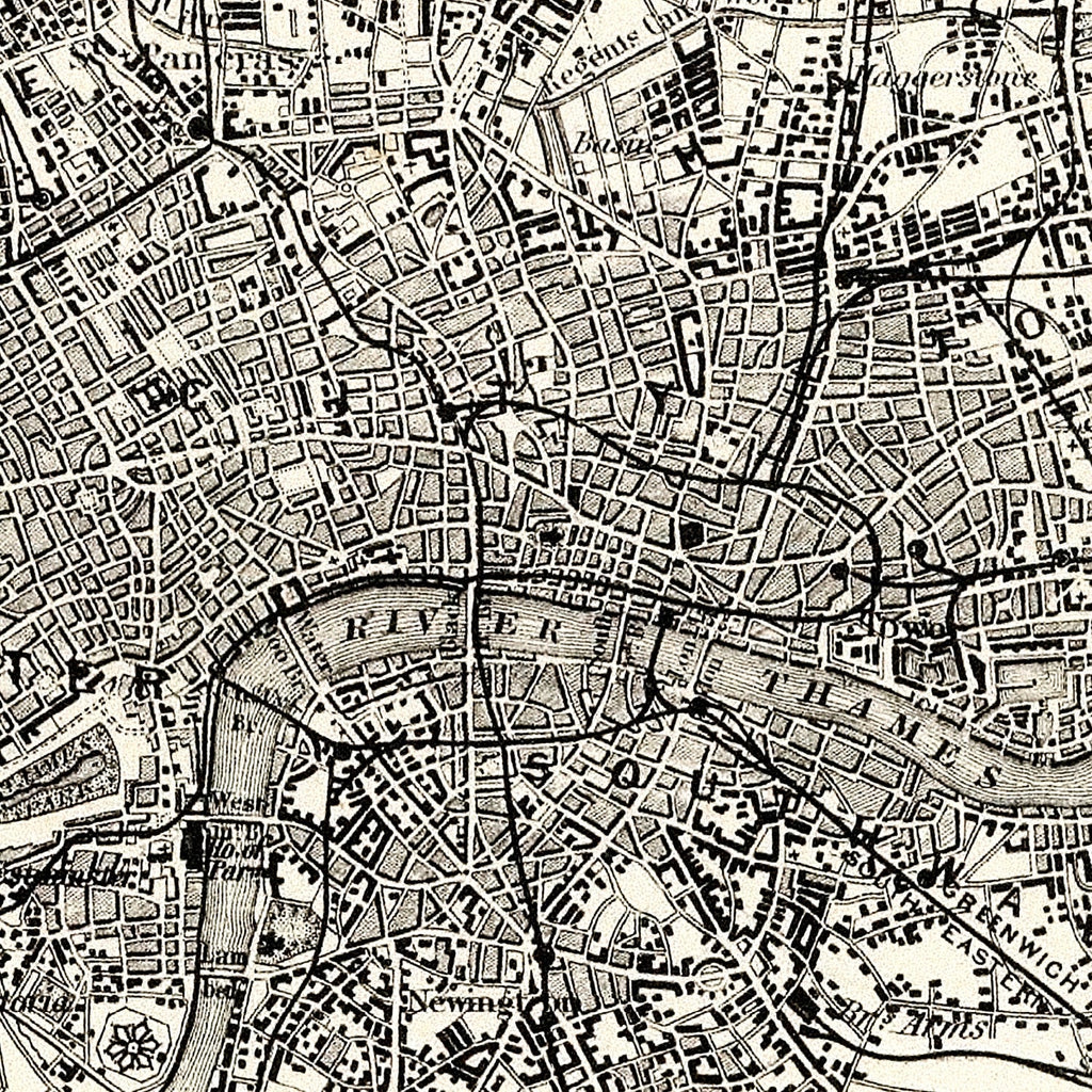 Vintage Map of London, England 1886