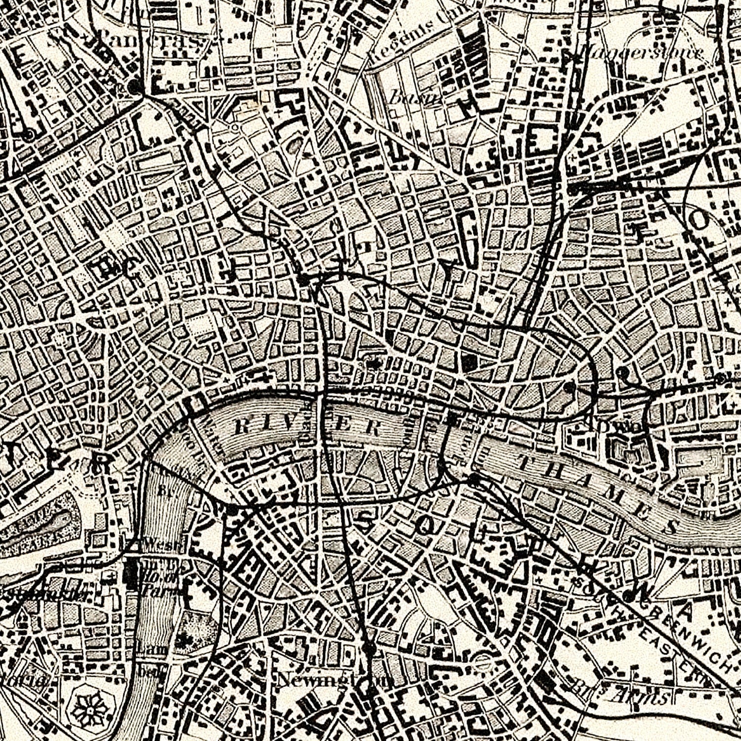 Vintage Map of London, England 1886