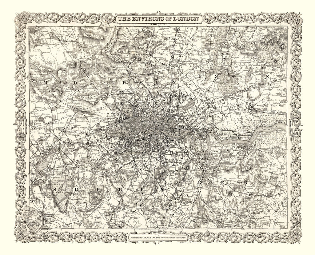 Vintage Map of London, England 1886