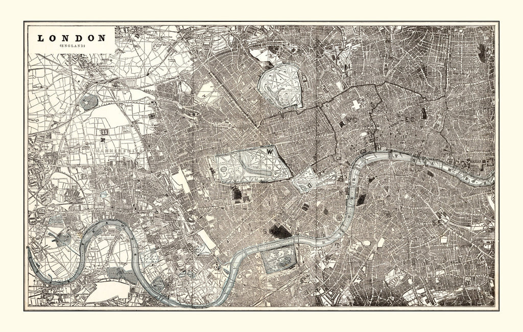 Vintage Map of London, England 1893