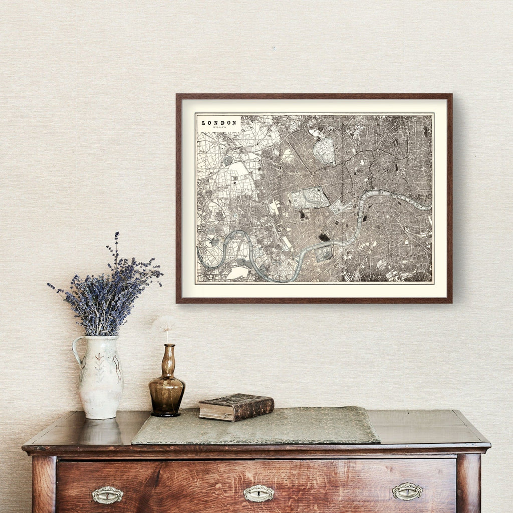 Vintage Map of London, England 1893