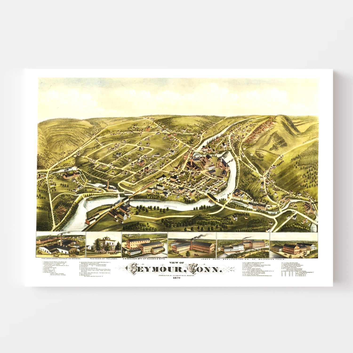 Vintage Map of Seymour, Connecticut 1879