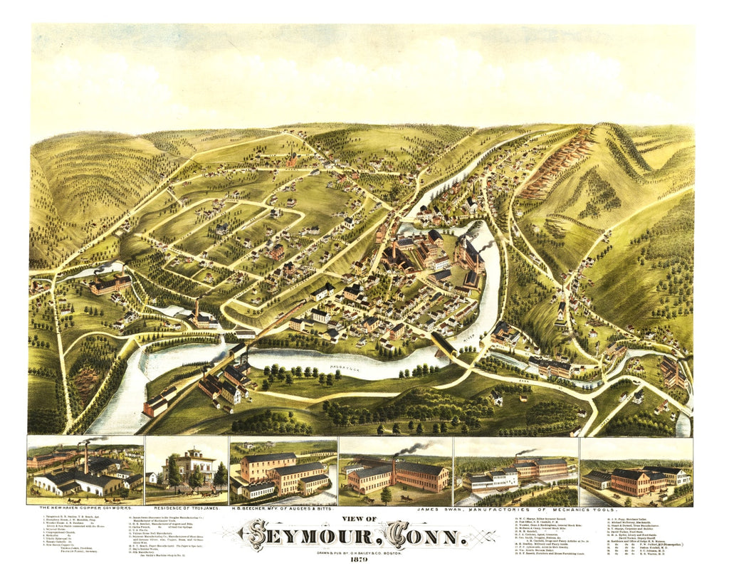 Vintage Map of Seymour, Connecticut 1879