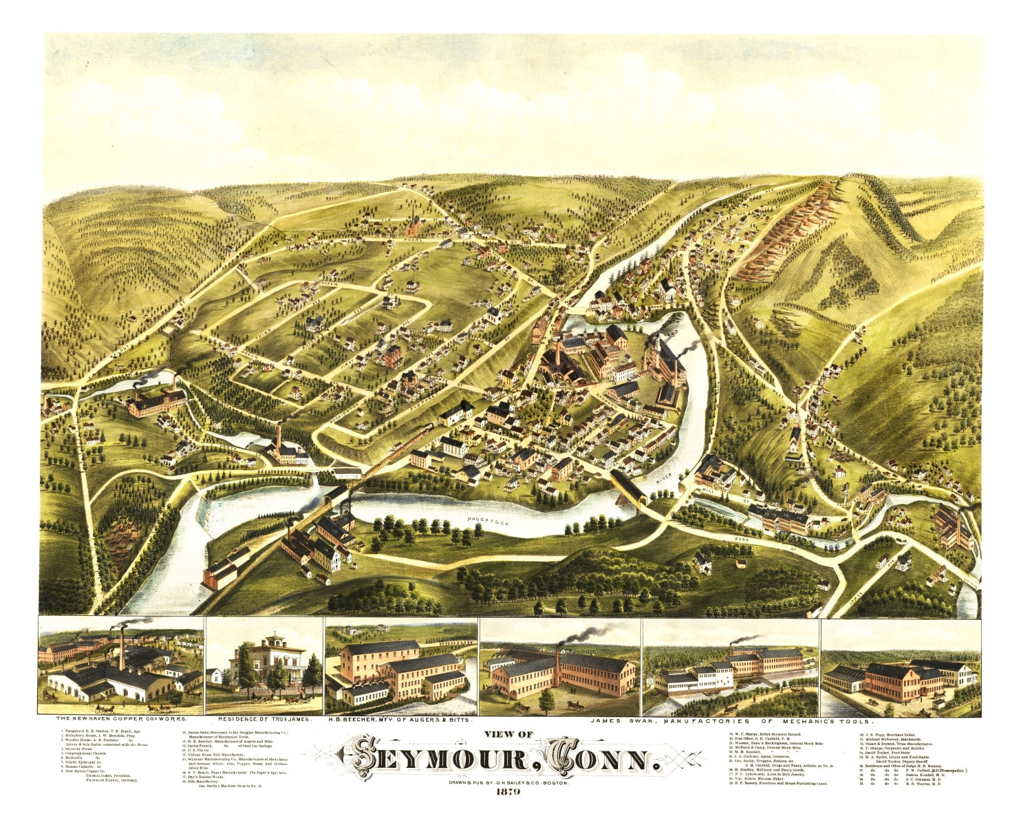 Vintage Map of Seymour, Connecticut 1879