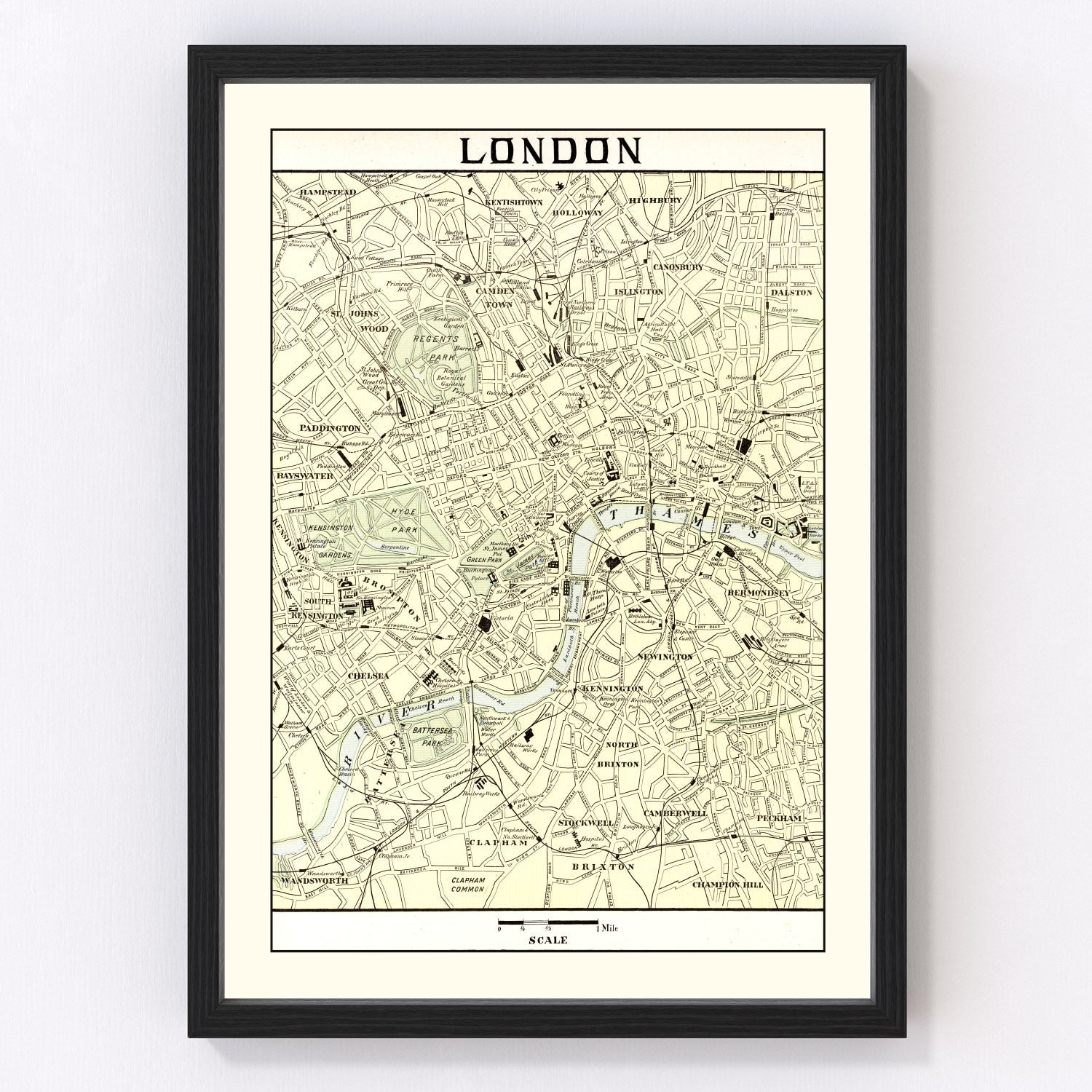 Vintage Map of London, England 1901