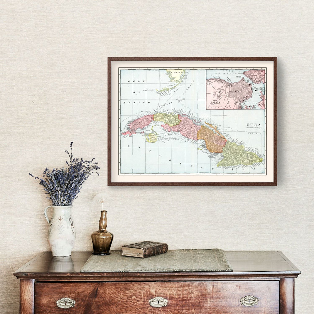 Vintage Map of Cuba 1901