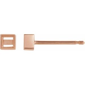 14K Rose Gold 2.75x2.75 mm Square Bezel-Set Earring Mounting