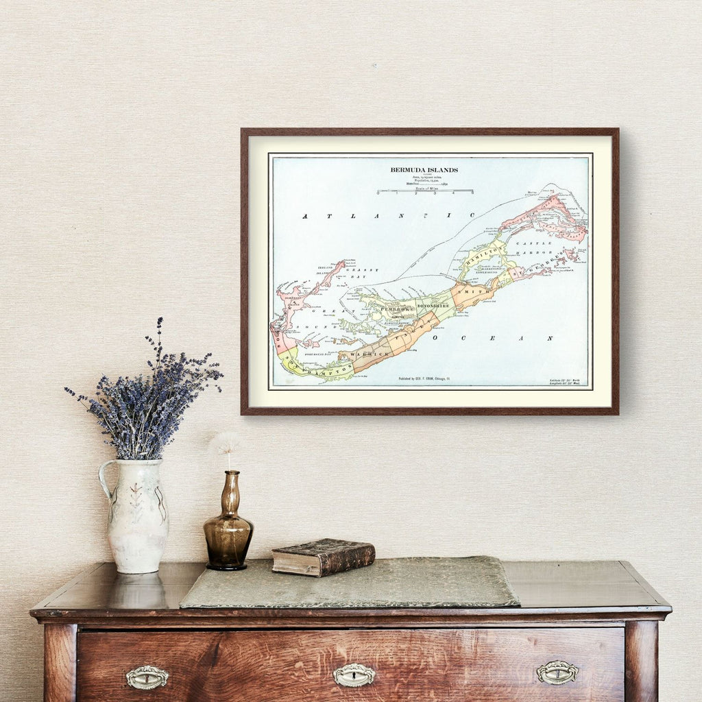 Vintage Map of Bermuda Islands 1901