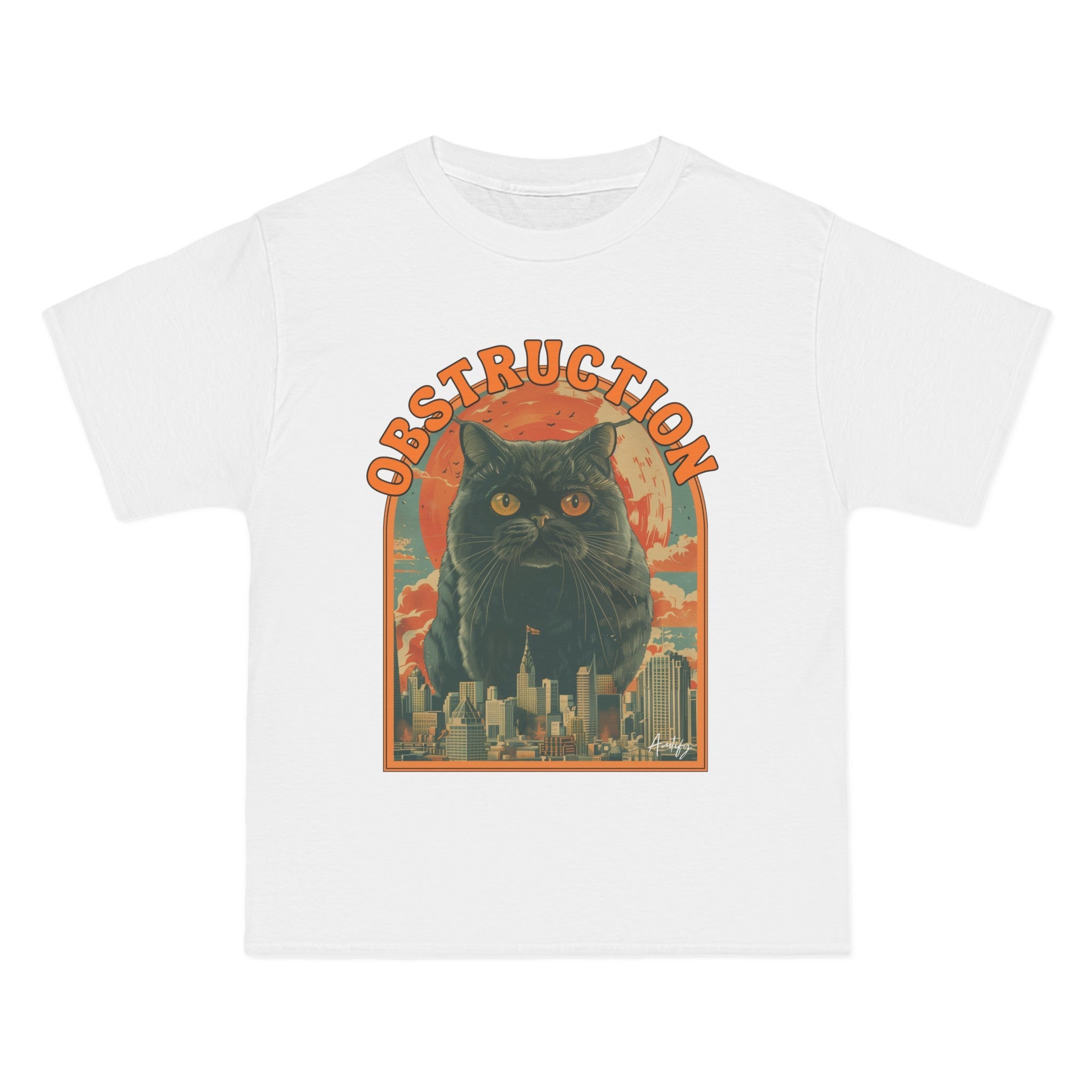 Retro Cat Obstruction Graphic T-Shirt