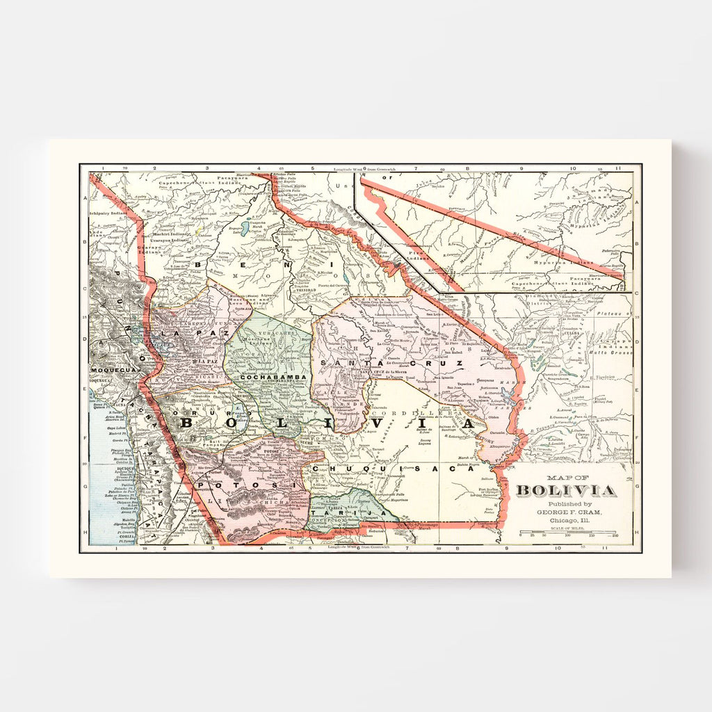 Vintage Map of Bolivia 1901