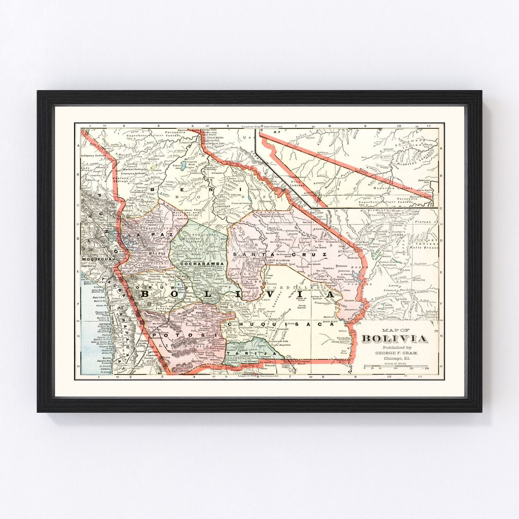 Vintage Map of Bolivia 1901