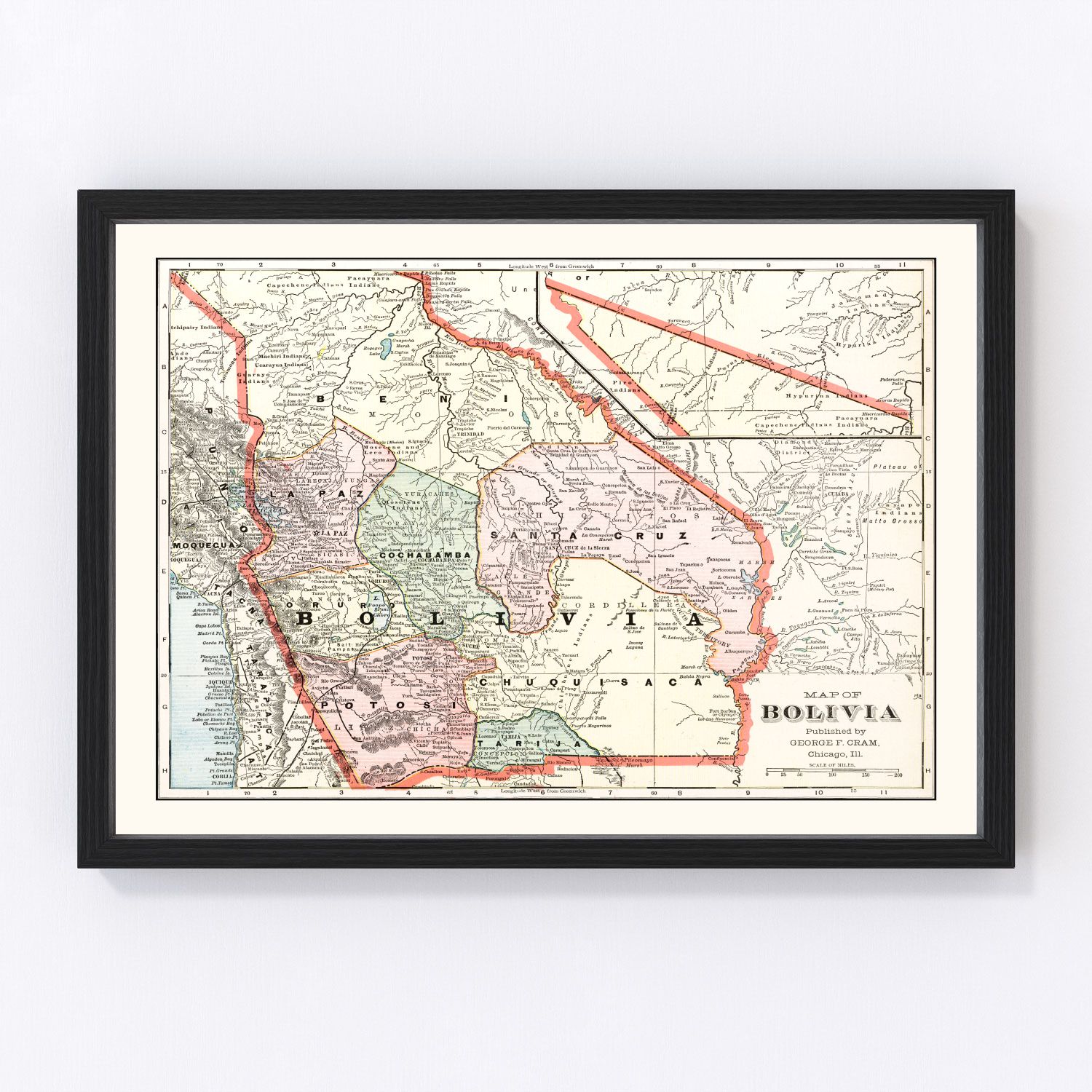Vintage Map of Bolivia 1901