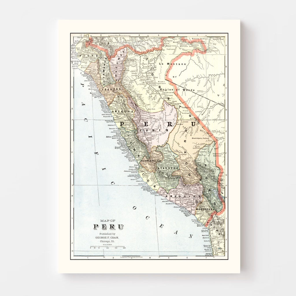 Vintage Map of Peru 1901
