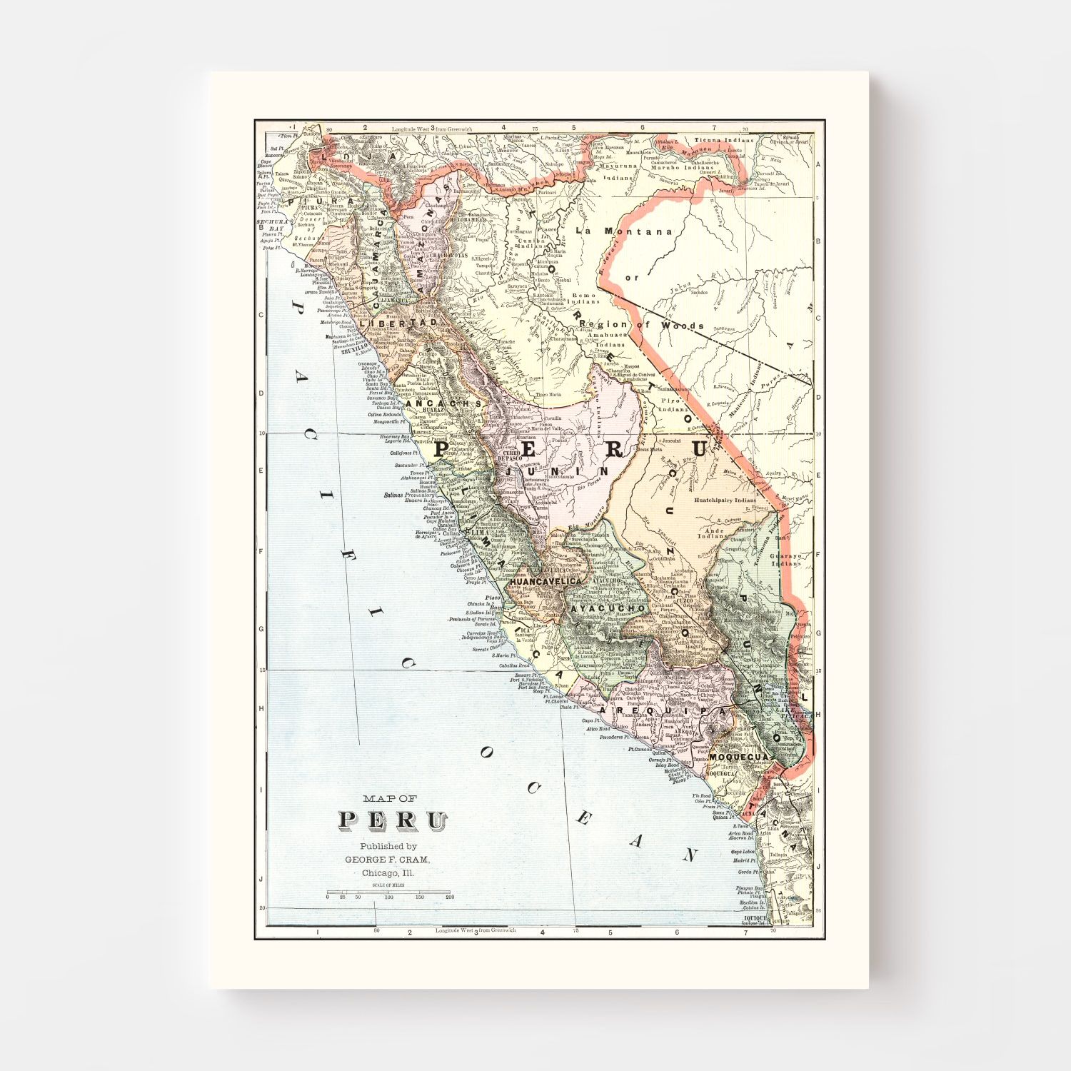 Vintage Map of Peru 1901