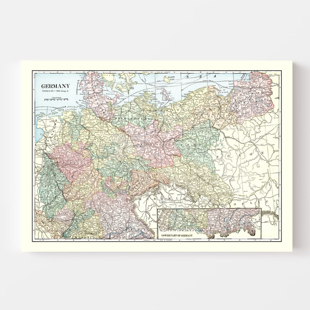 Vintage Map of Germany 1901