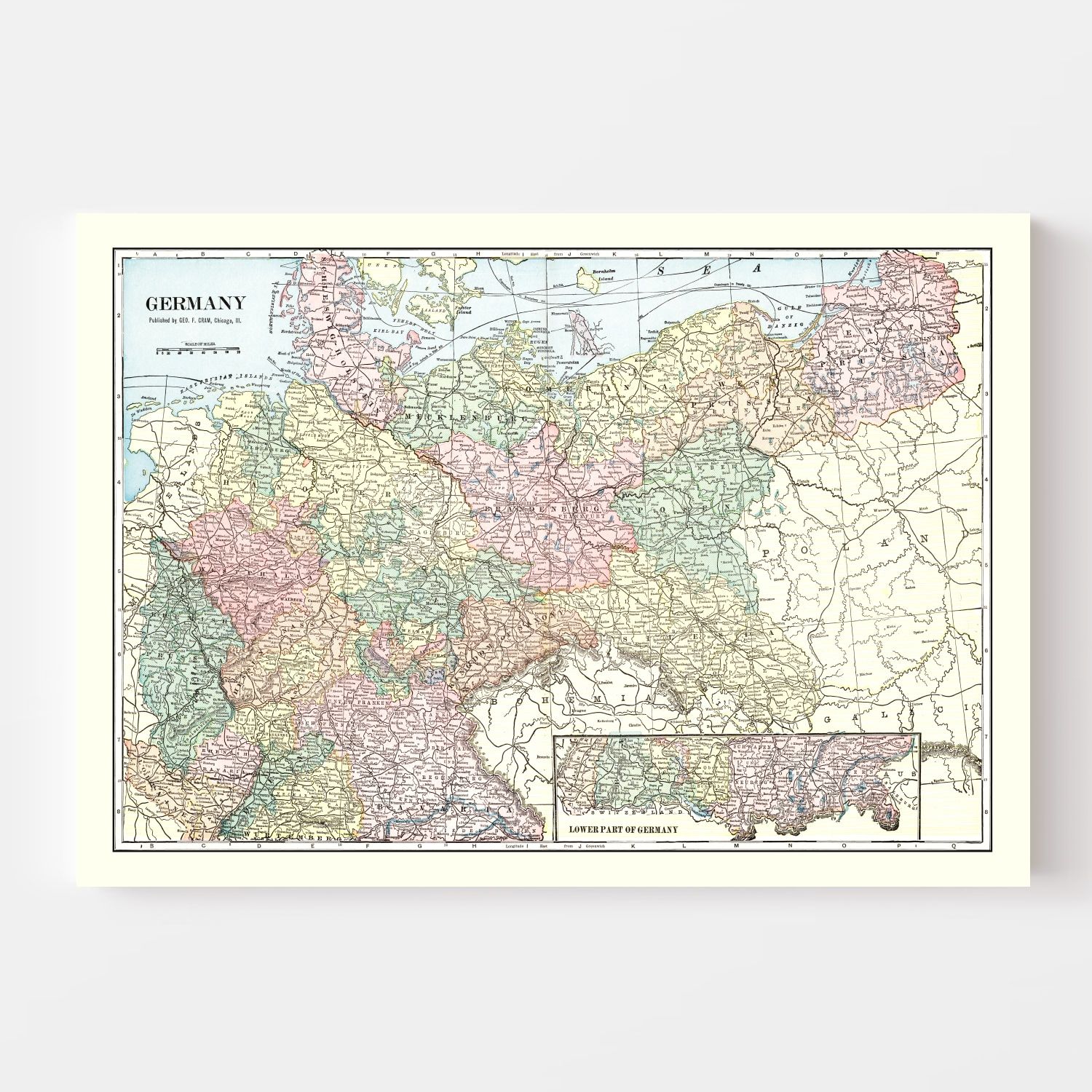 Vintage Map of Germany 1901
