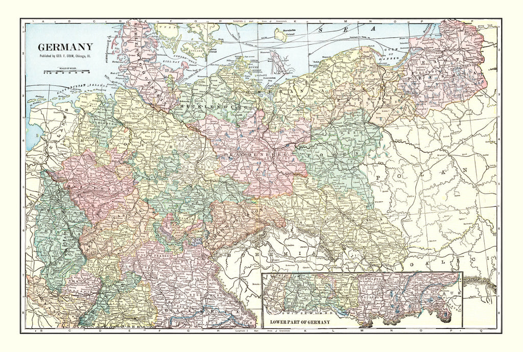 Vintage Map of Germany 1901