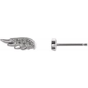 Sterling Silver Accented Angel Wing Earring Mounting
