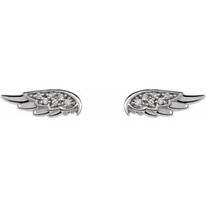 14K White Gold .03 CTW Natural Diamond Angel Wing Earrings – image 2