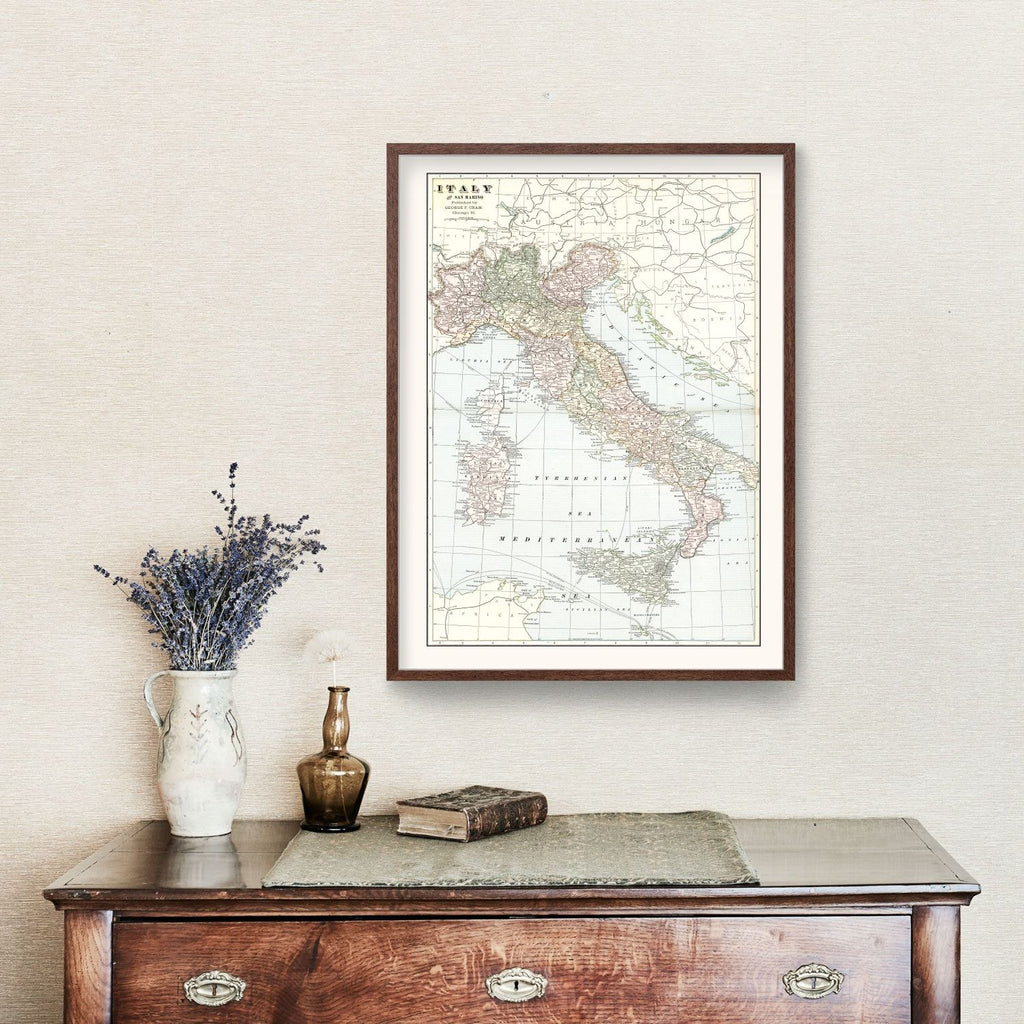 Vintage Map of Italy 1901
