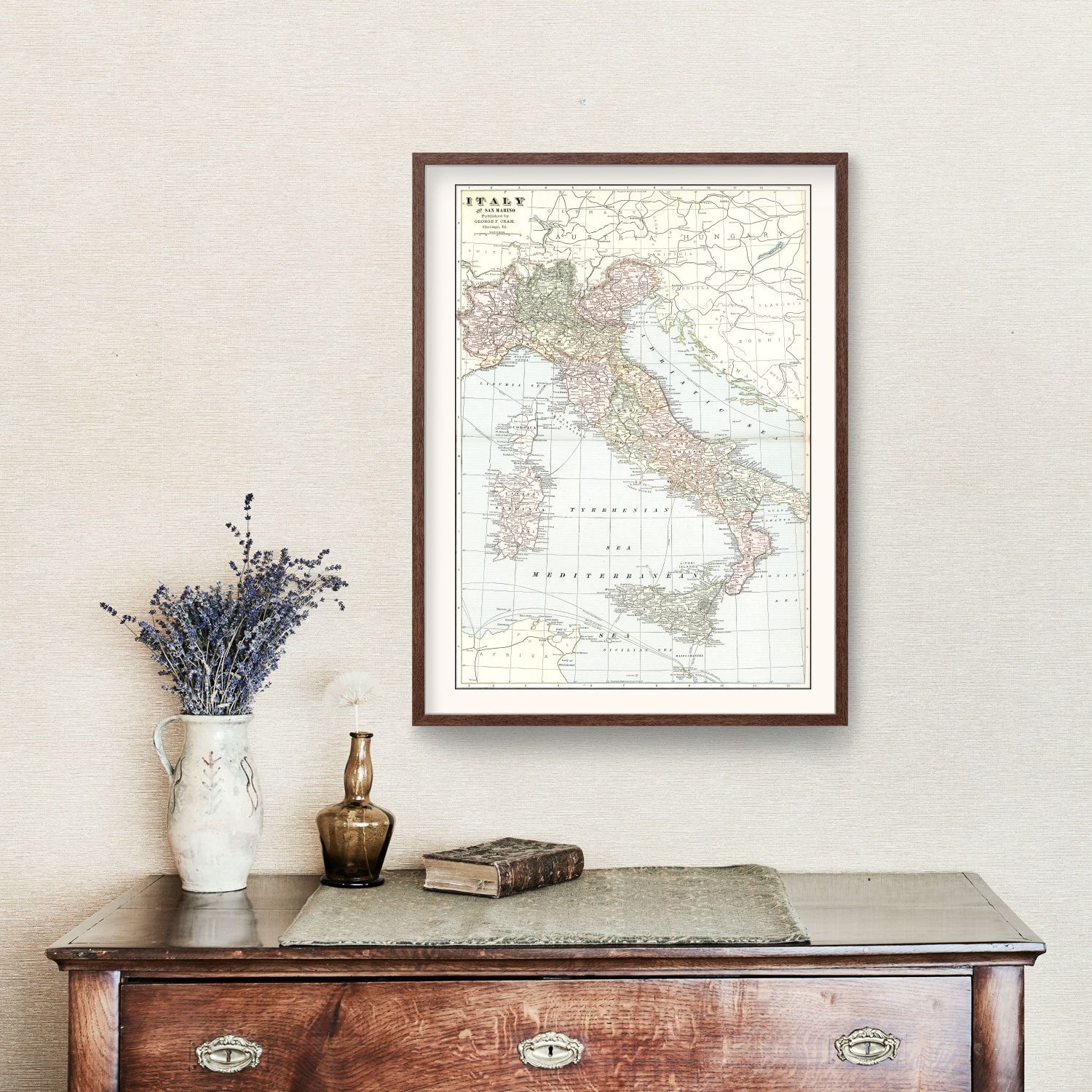 Vintage Map of Italy 1901
