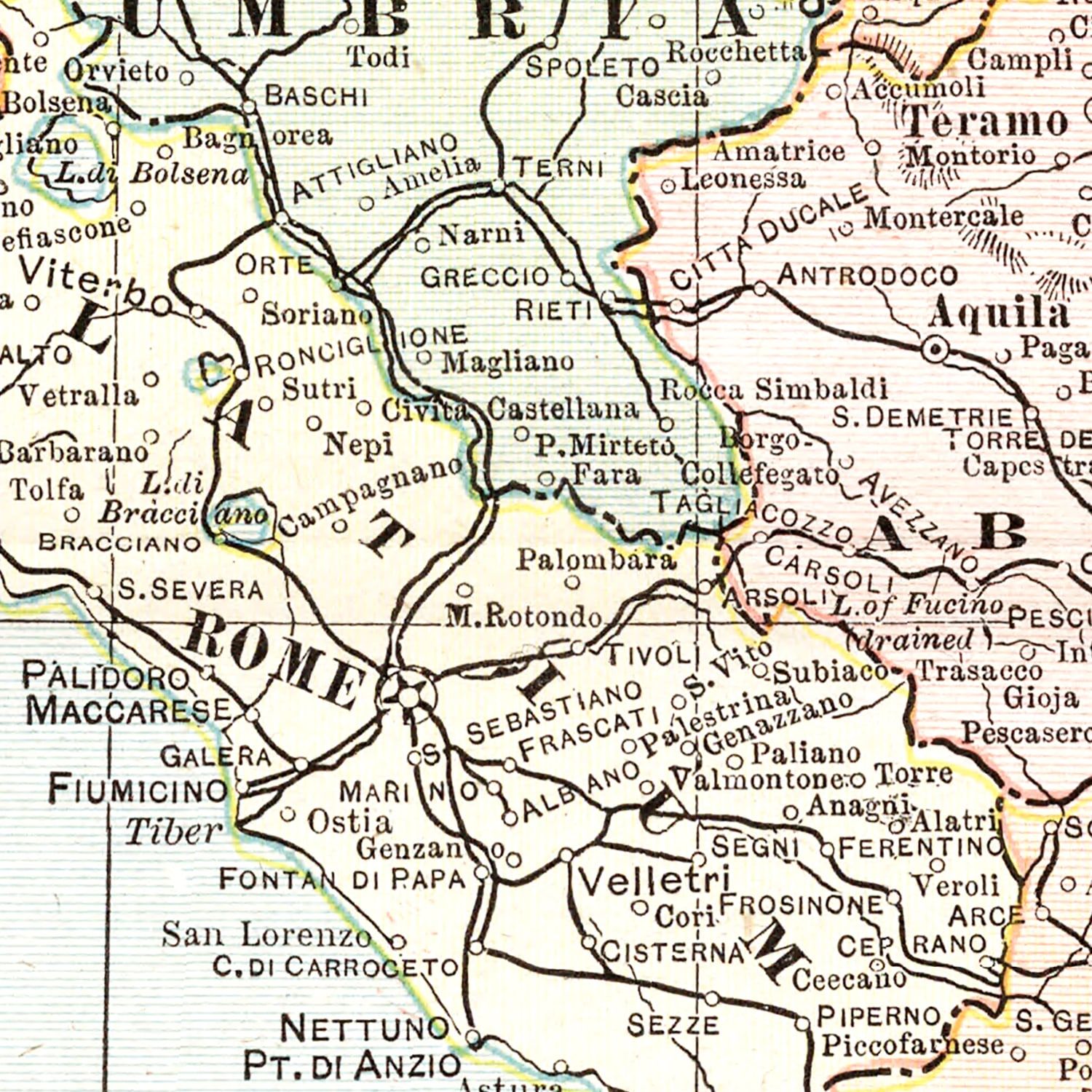 Vintage Map of Italy 1901