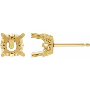 18K Yellow Gold 5.5x5.5 mm Cushion Earring Mounting