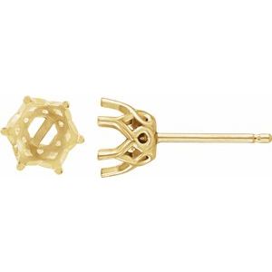 18K Yellow Gold 4.5 mm Round 6-Prong Earring Mounting