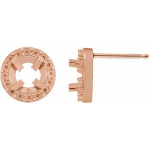 14K Rose Gold  6 mm Round Halo-Style Earring Mounting