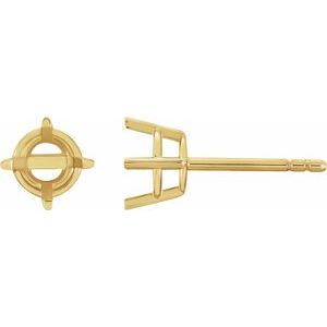 14K Yellow Gold 4.5 mm Round 4-Prong Lightweight Earring Mounting